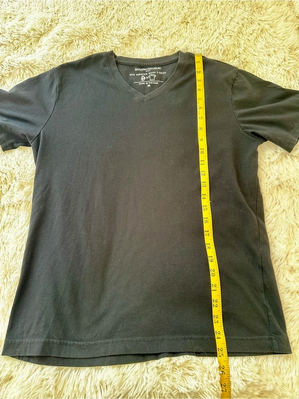 BANANA REPUBLIC Black V Neck T-Shirt Eco Premium Wash Cotton Blend Men’s Medium